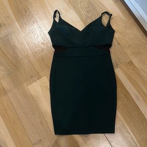Green dress formal with mesh cut outs